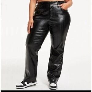 Good American Better‎ Than Leather 90s Faux Leather Pants Black Size 15 Grunge